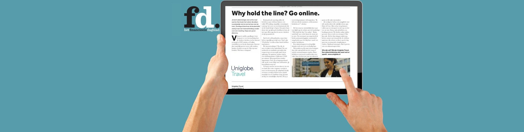 Artikel Financieel Dagblad: Why hold the line? Go online – Uniglobe Travel