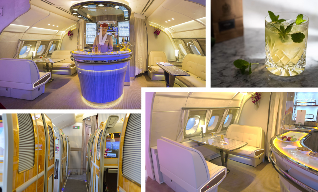 Dompel jezelf onder in ongekende luxe van de Emirates A380 on-board lounge.